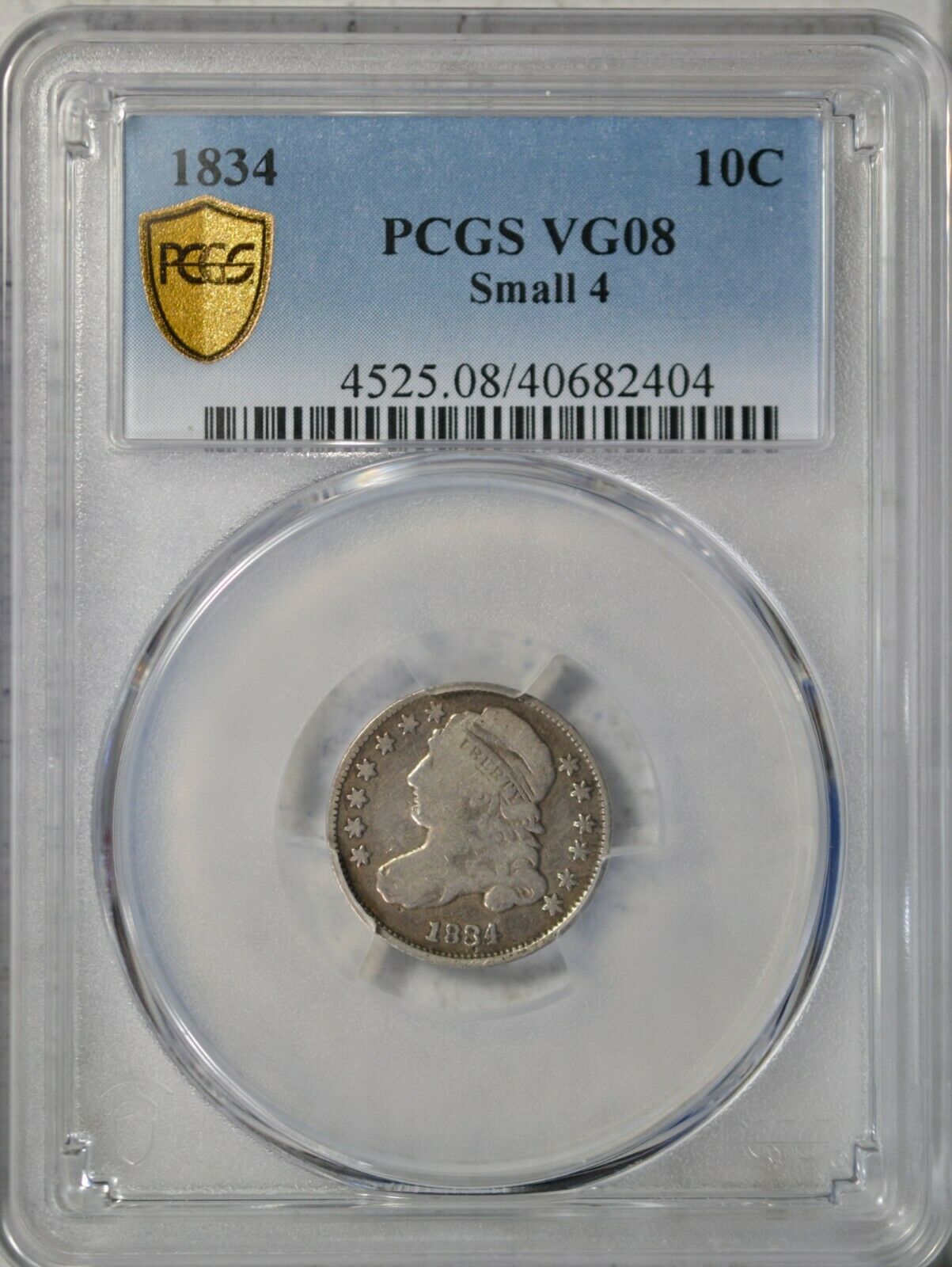 1834 Capped Bust Dime, Pcgs Vg08