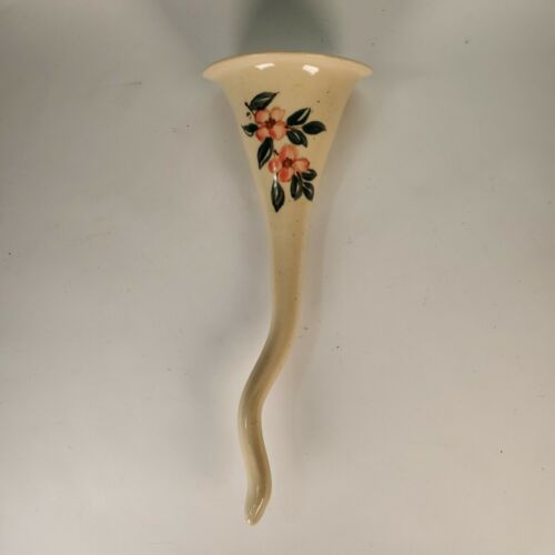 Kovack Pottery 1995 Wall Pocket Horn Shape Floral Design Signed