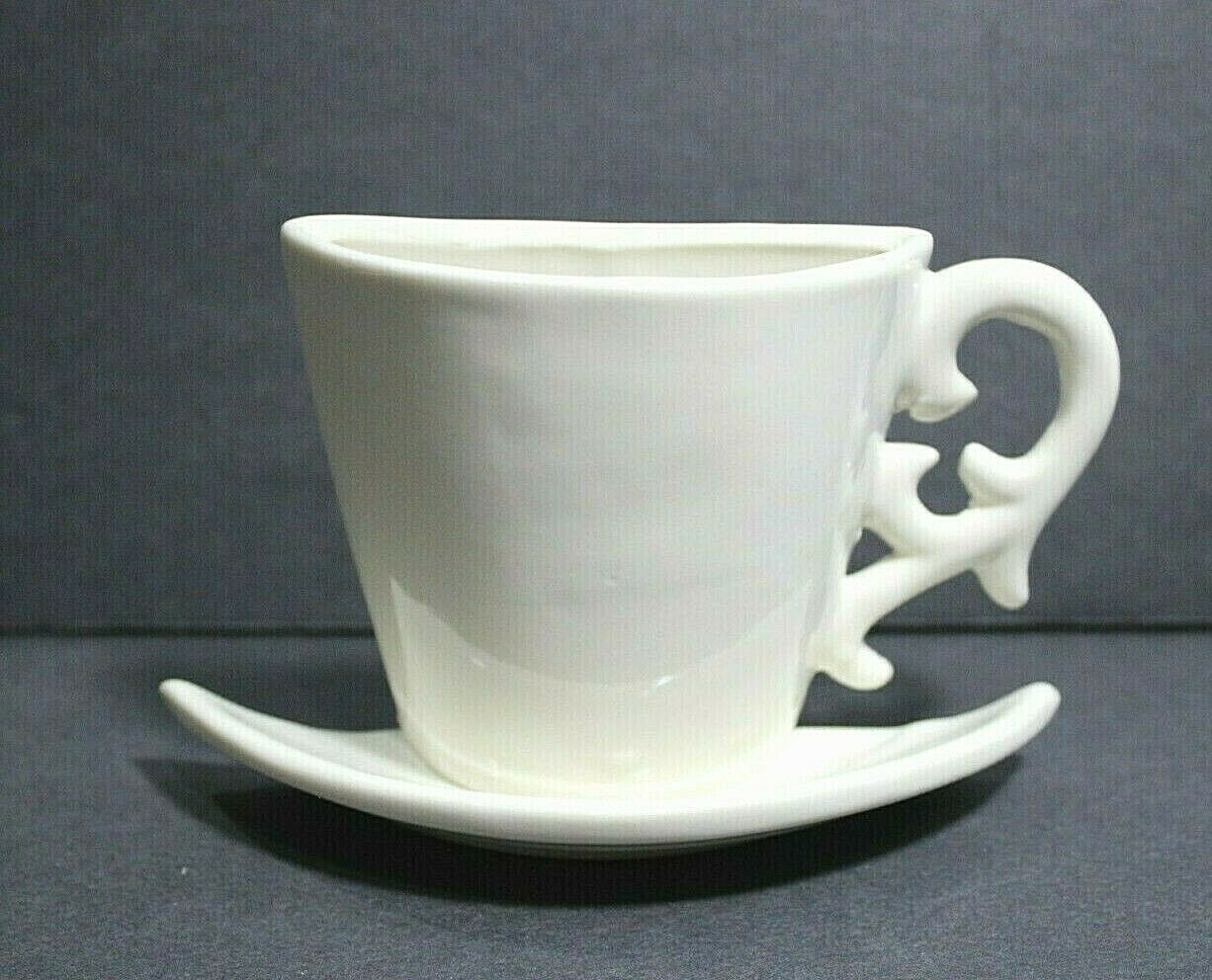 Vintage Wall Pocket Tea Cup Ivory Color 3.75" X 6" Country Farmhouse Cottage