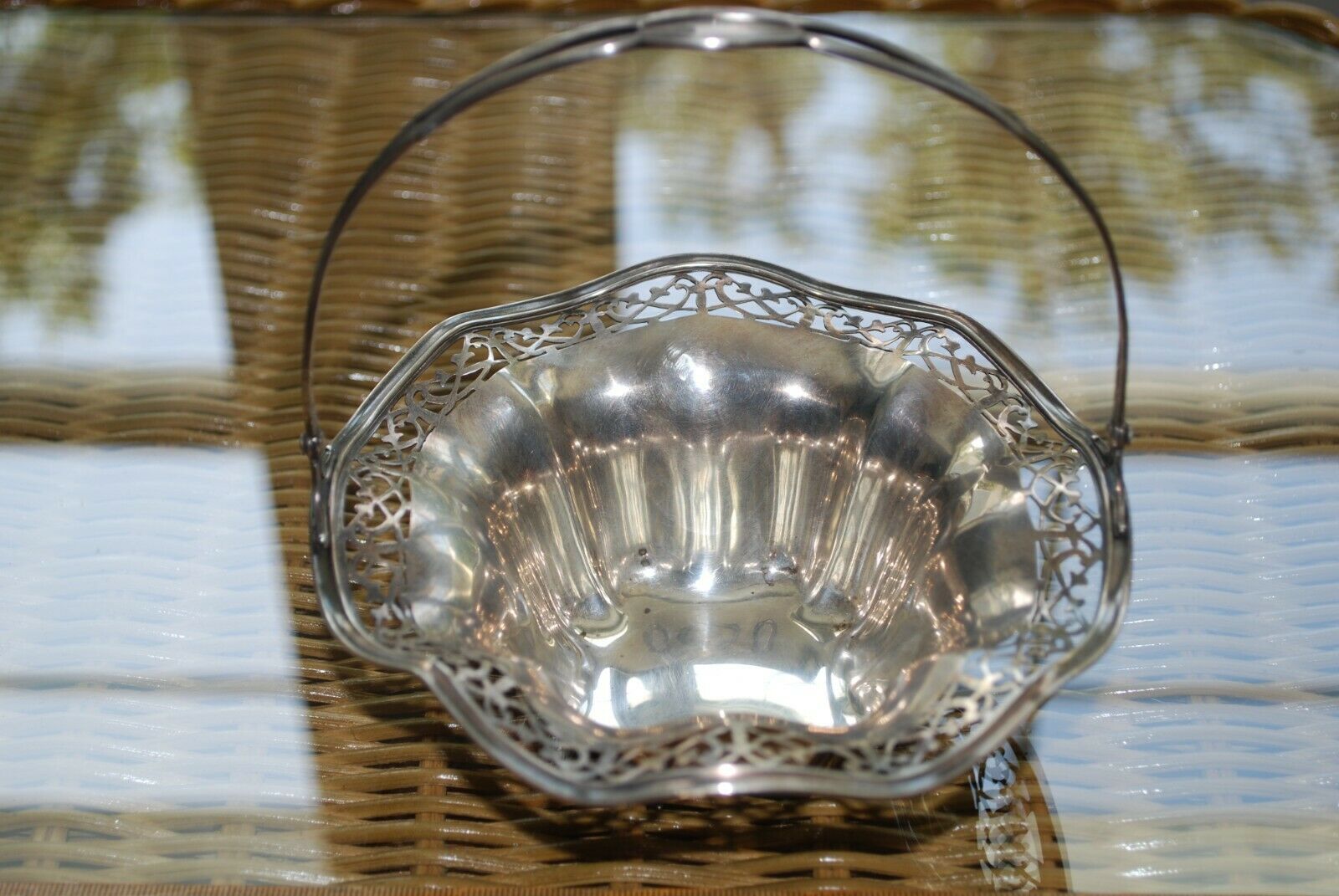 Antique Sterling Silver Moveable Handled Filigree Candy Dish 3.75 Troy Ounces