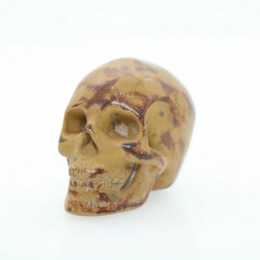2" Red Yellow Stone Hand Carved Crystal Skull Crystal Healing Realistic