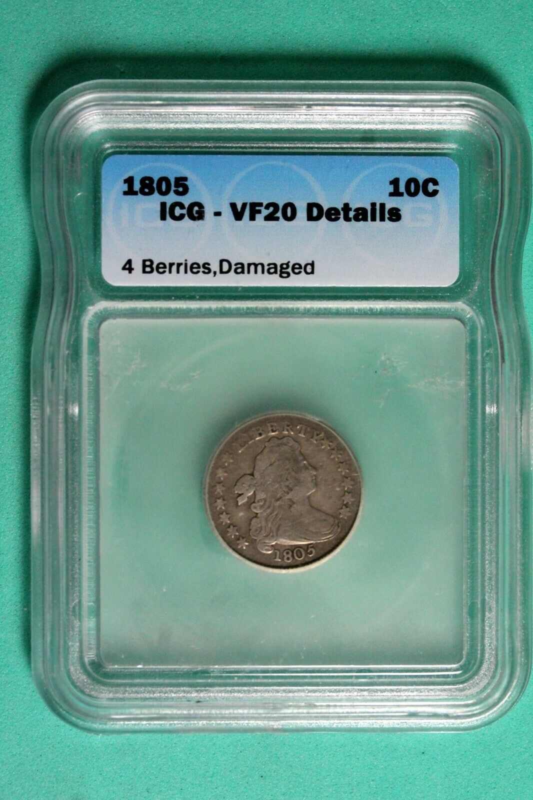 1805 Icg Vf20 Details Capped Bust Dime *hd0062