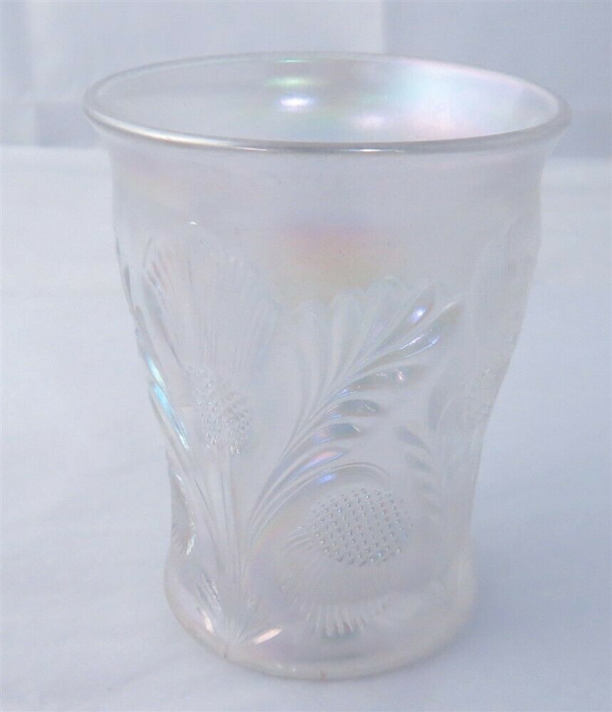 Vintage Rare Cambridge Inverted Thistle White Opalescent Glass Tumbler (b)