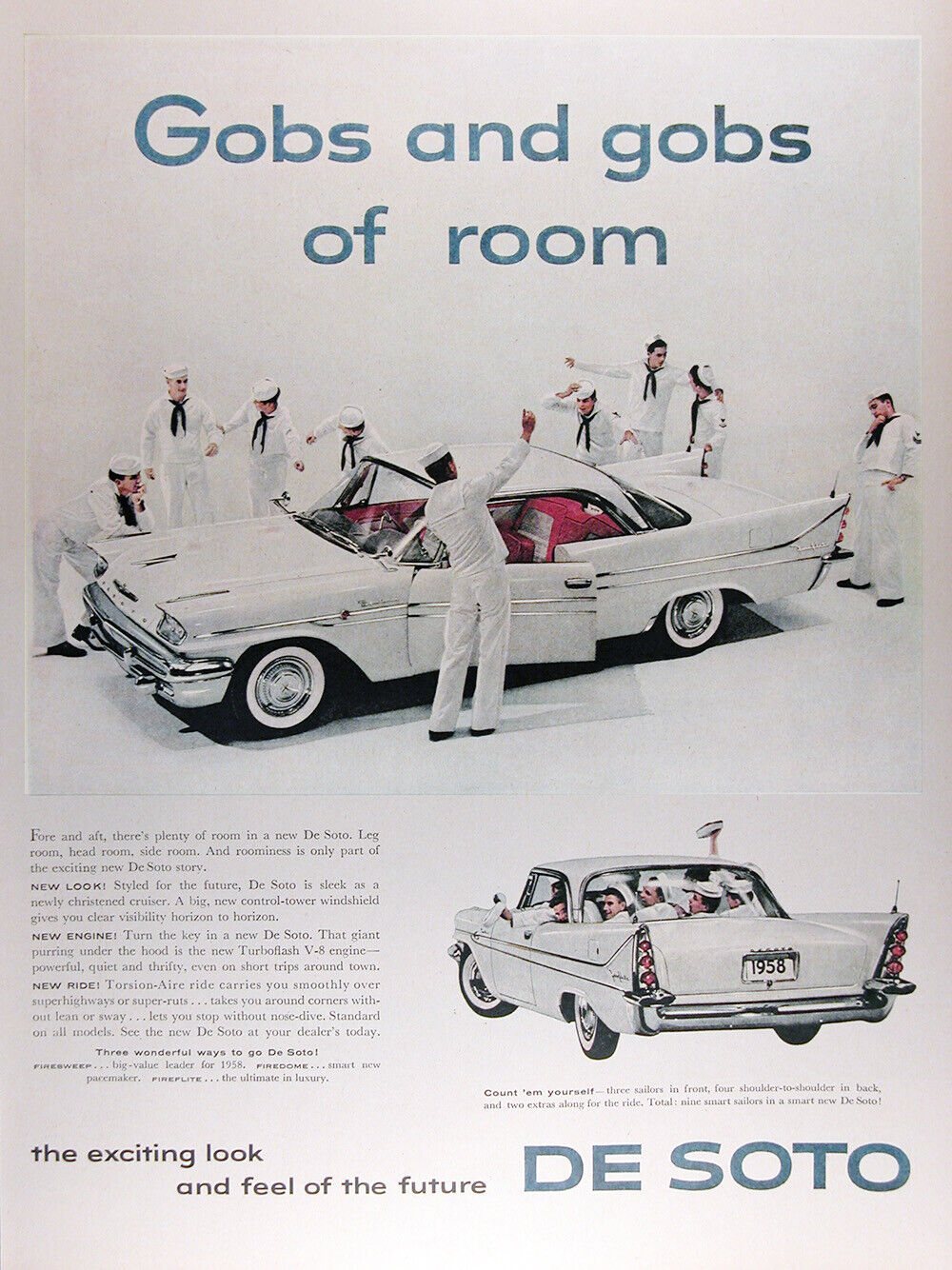 1958 Desoto Fireflite Coupe Genuine Vintage Ad ~ Gobs Of Room ~ Free Shipping!