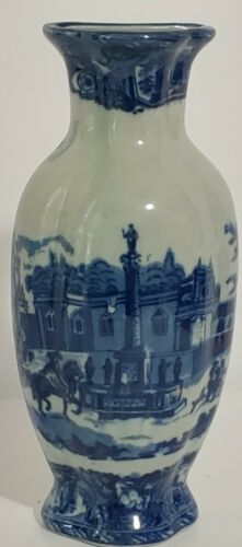 Old Blue & White Ceramic Wall Pocket Vase Decorative Vintage Wall Hanging Vase
