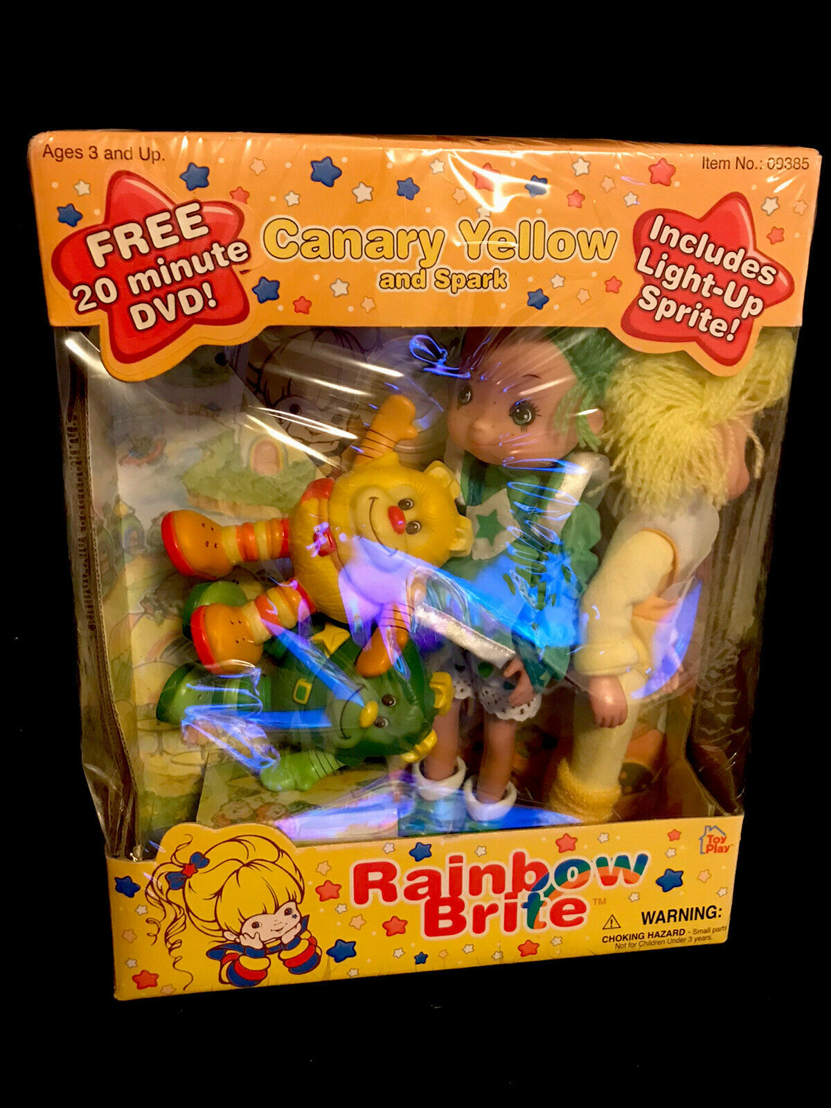 Rainbow Brite Patty O'green Canary Yellow Doll And 2 Light-up Sprites 2003  Guc