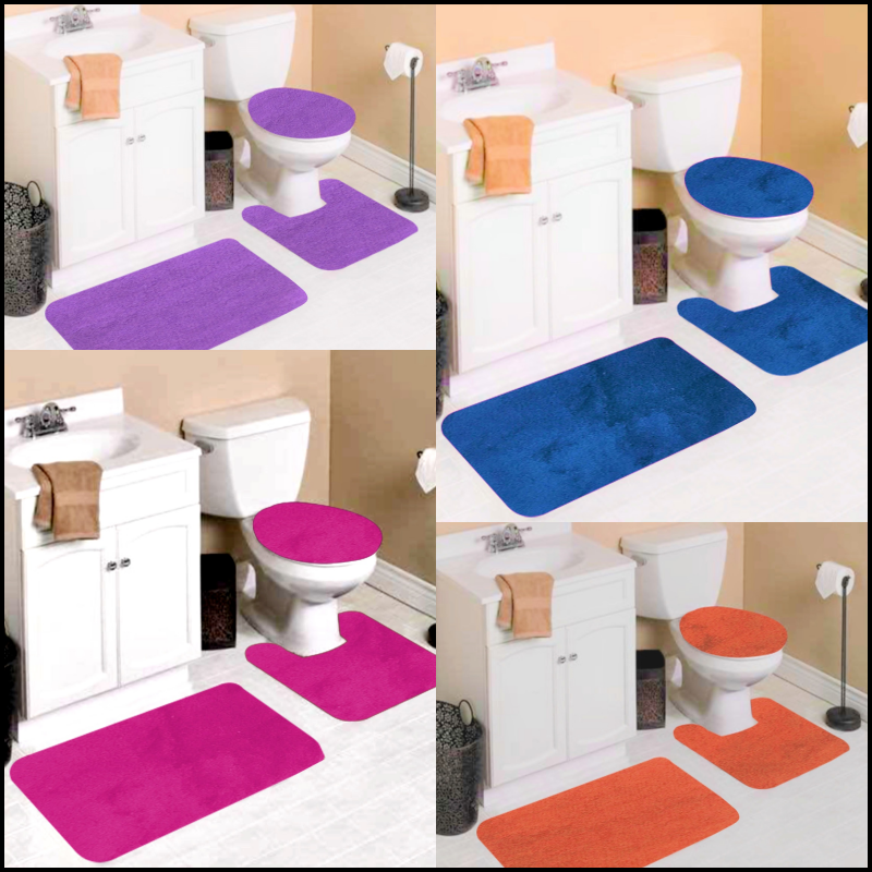 New Style Mix Match Colors Bathroom Set Bath Rug Contour Mat Toilet Lid Cover #7