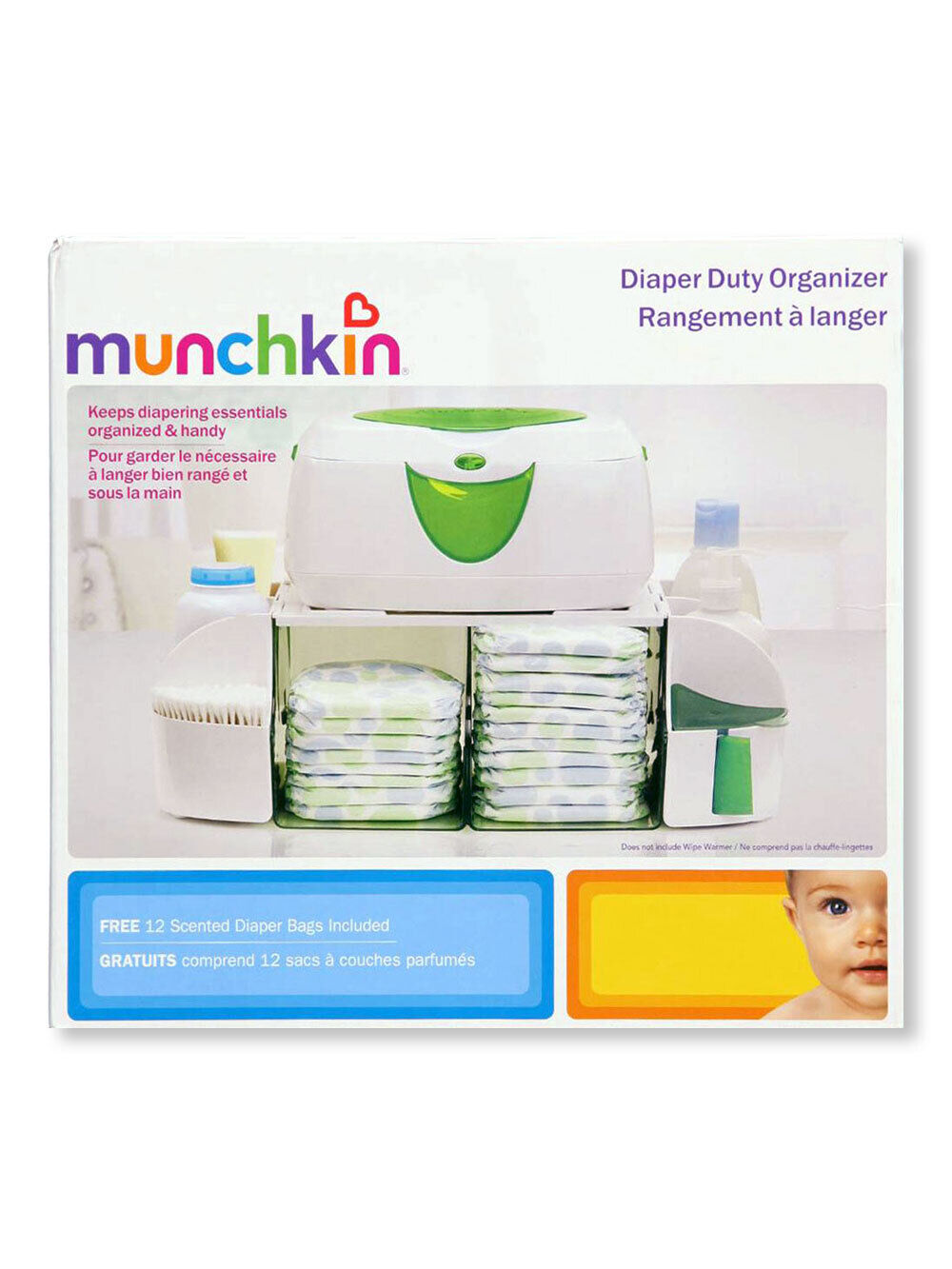 Munchkin Babys Diapers Duty Organizer Top Plastic Material Compact Design -new